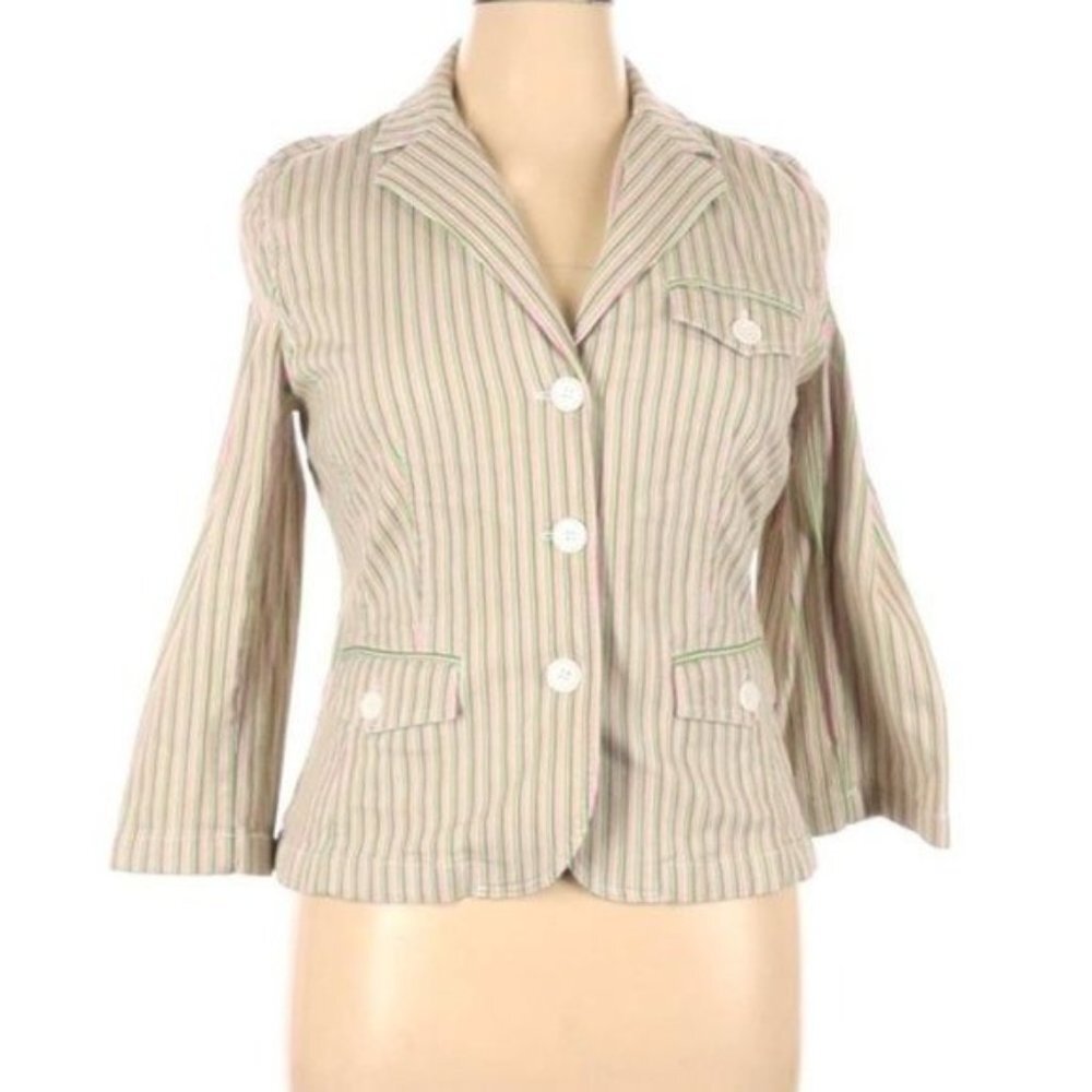 Ann Taylor LOFT size 14 Blazer Pink Green Stripes